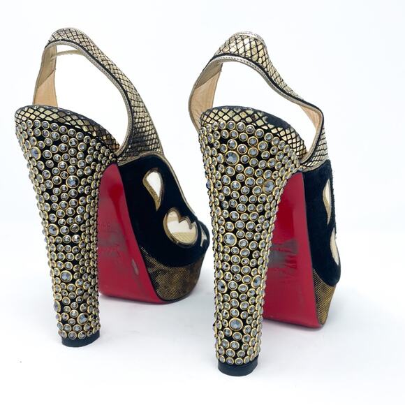 Christian Louboutin Multicolor Suede Lame Miralep 140 Pumps Platforms EU 38.5 - Picture 7 of 11